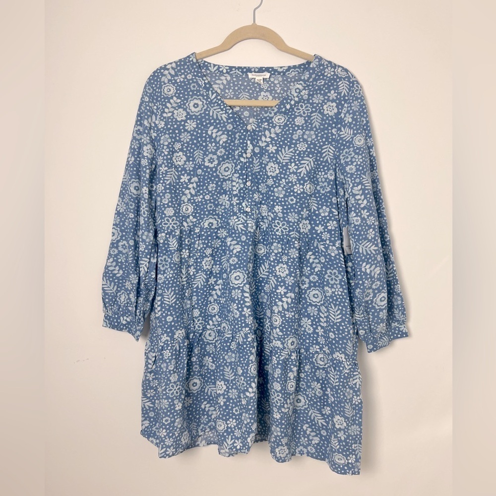 NEW BLL Beachlunchlounge Blue Floral Maddie Bohemian Cottagecore Dress Sz 2XL